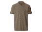 Braunes kurzärmeliges Strick-Poloshirt mit durchbrochenem Rautenmuster.