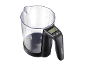 Messbecher mit integrierter Digitalwaage und Display, zeigt „0“ an.