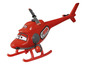 Ein roter Spielzeughelikopter von Cars mit dem RSN-Logo.