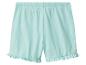 Hellblaue Kinder-Shorts mit Gummizug und Rüschensaum.