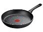 Schwarze Tefal Pfanne mit Antihaftbeschichtung und rotem Thermo-Signal Indikator.
