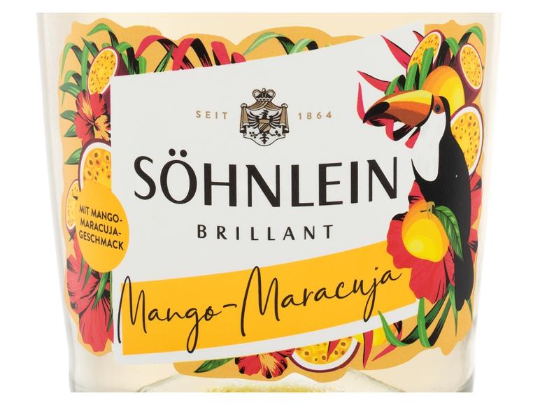 Etikett von Söhnlein Brillant Mango-Maracuja-Geschmack mit einem Tukan.