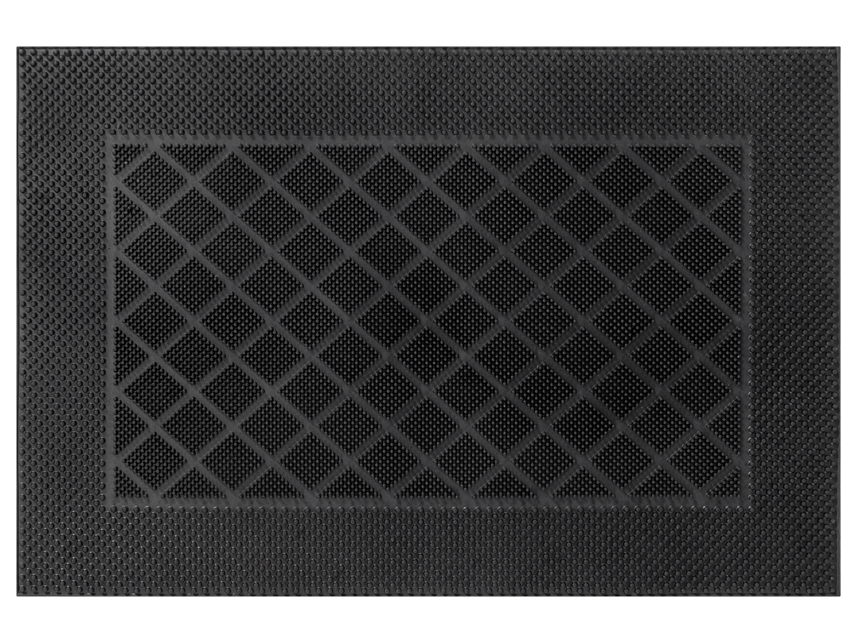 LIVARNO home Outdoor Schmutzfangmatte 40x60cm (Diamant)““ | robustes Naturmaterial Ausschütteln oder mit Gartenschlauch abspritzen und trocknen lassen Produkt kann nach Naturkautschuk riechen, was normal ist. Nicht in geschlossenen Räumen verwenden Produktmerkmale tabletd Style: Diamant, Welcome, ZickZack Geeignet für Bodenheizung: nein Material: Gummi Maße: ca. B 40 x L 60 cm Lieferumfang: 1x Schmutzfangmatte““