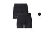 Set aus zwei schwarzen Herren-Boxershorts, mit einem schwarzen und einem weißen Kreis rechts.