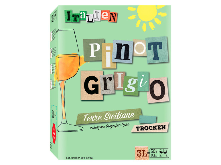 Gehe zu Vollbildansicht: Pinot Grigio Terre Siciliane IGT Bag-in-Box trocken, Weißwein 2021 - Bild 1