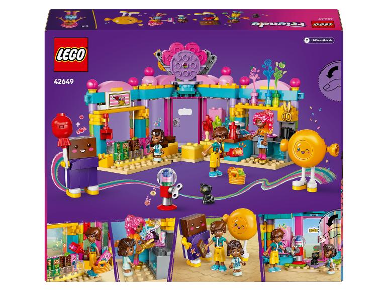 LEGO Friends Set 42649 mit Süßigkeitenladen und Figuren.