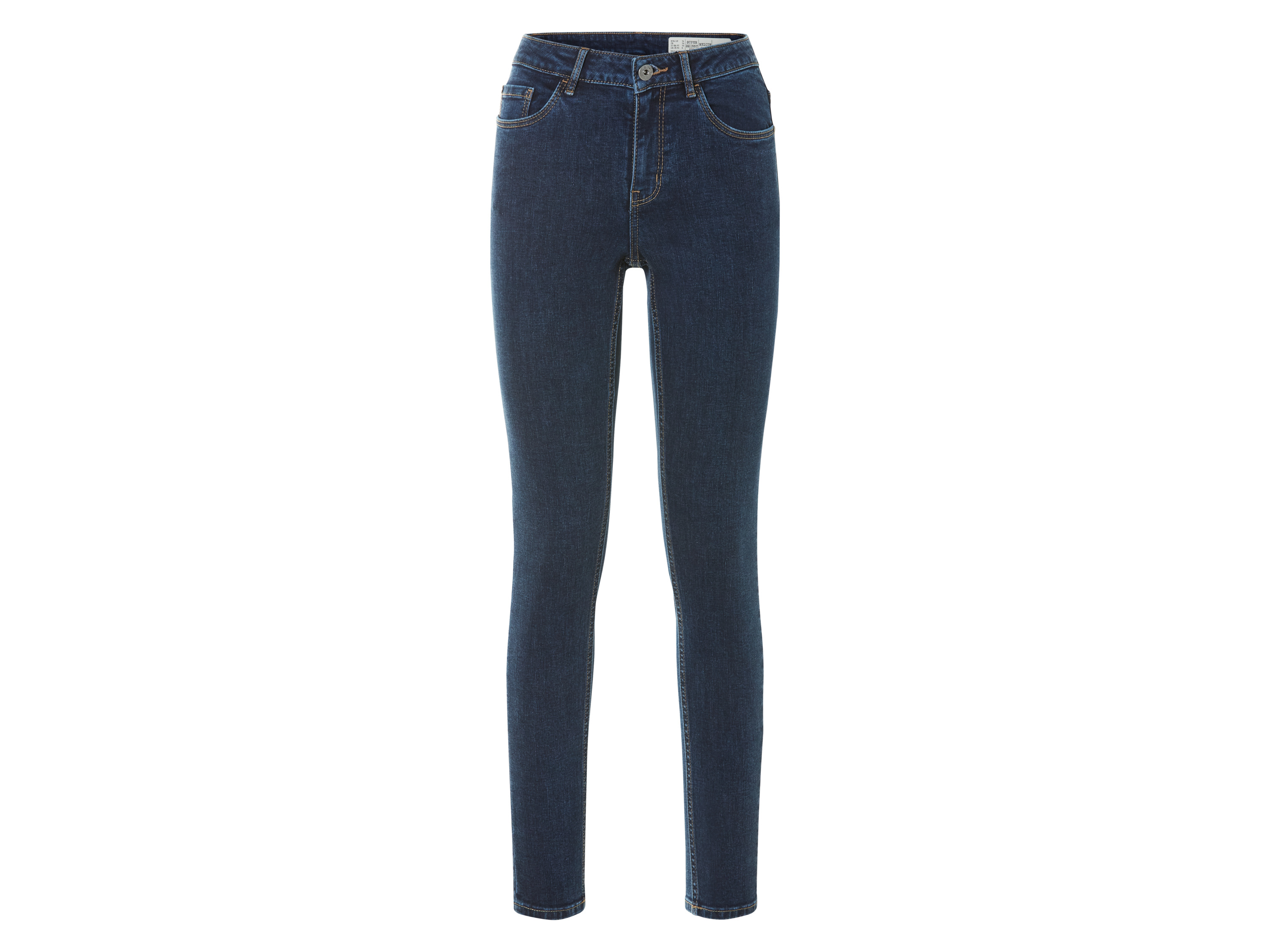 esmara® Damen Jeans (Dunkelblau, 42 (lange Länge))““ | mit hochwertigem, recyceltem YKK-Markenreißverschluss Passform: Super Skinny Fit Schnitt: extra schmal geschnitten Leibhöhe: normale Leibhöhe Länge: kurz, regulär