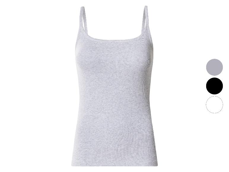 Graues geripptes Spaghettiträger-Top mit dünnen Trägern, mit schwarzen und weißen Farboptionen.