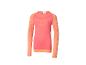Ein langärmeliges Sportshirt in Koralle und Orange mit strukturierten Mustern.