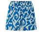 Blaue Shorts mit Leopardenmuster, sommerlicher Stil.