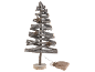 Dekorativer Weihnachtsbaum aus Holz mit Lichtern und Sternen, mit Stoffbeutel.