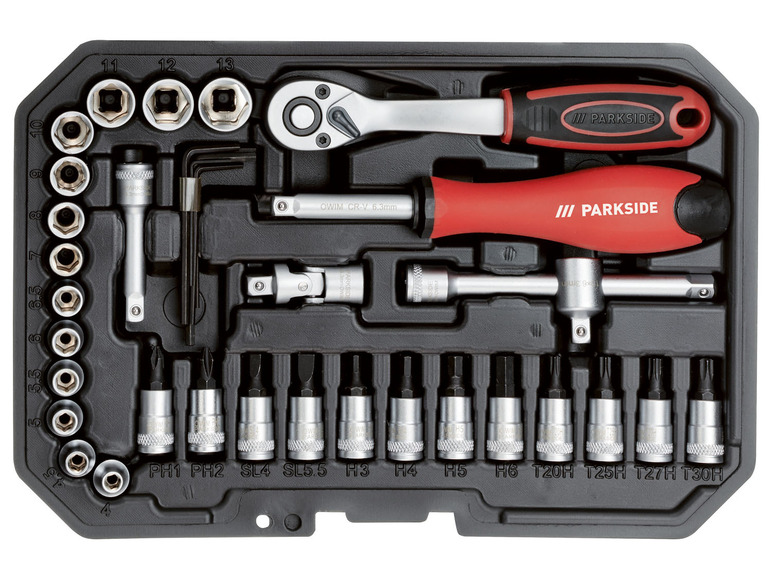 Gehe zu Vollbildansicht: PARKSIDE® Steckschlüsselsatz, 1/4 Zoll, 36-teilig PSSS 36 A1 - Bild 3