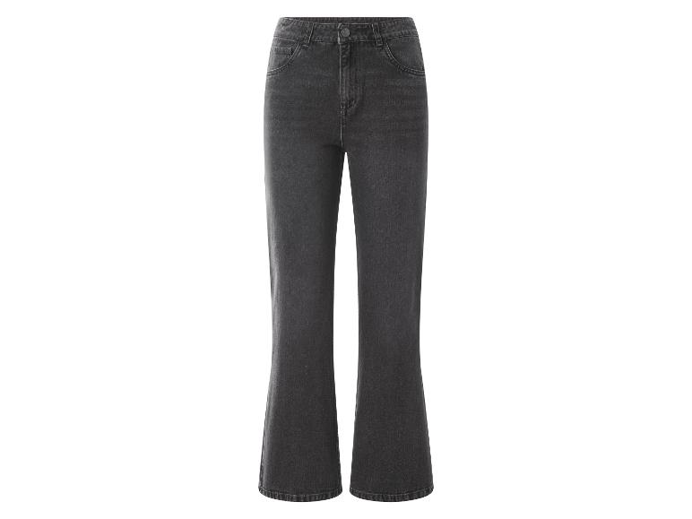 Dunkelgraue Damen-Jeans mit weitem Bein.