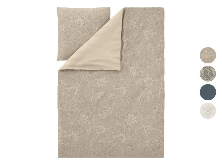 Bettwäsche-Set und Kissenbezug mit beigem Blumenmuster und glatter Rückseite
