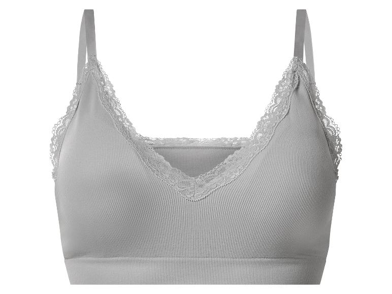 Hellgraues geripptes Bralette mit zarter Spitzenborte