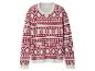 Strickpullover mit rot-weißem Fair Isle-Muster