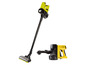 Zwei Kärcher Staubsauger, einer mit langem Stiel und einer Handstaubsauger.