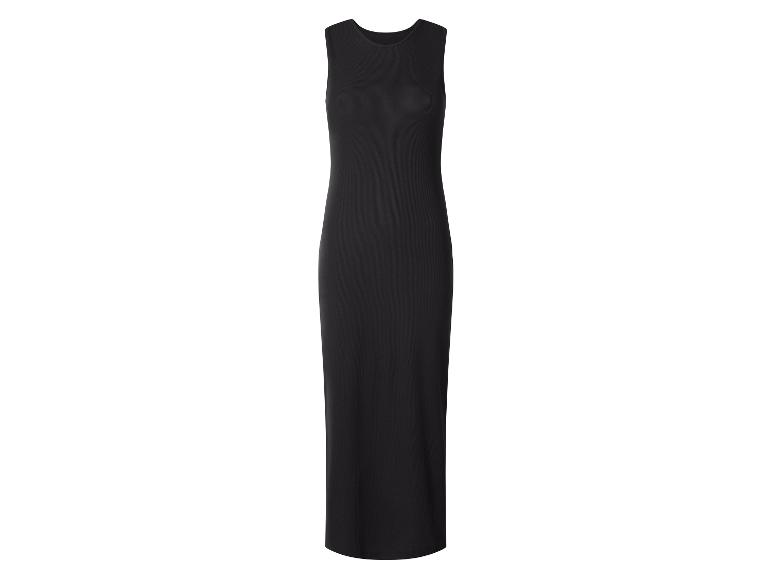 Schwarzes geripptes ärmelloses Maxikleid