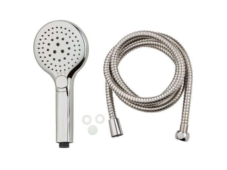 Verchromtes Duschset mit Handbrause und Spiralschlauch
