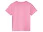 Rückseite eines pinkfarbenen kurzärmeligen Kinder-T-Shirts