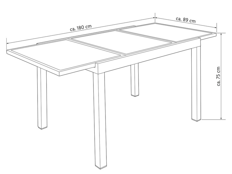 »Houston«, home schwarz ausziehbar, Alu-Gartentisch LIVARNO