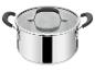 Ein Edelstahltopf mit Deckel von Jamie Oliver und Tefal.
