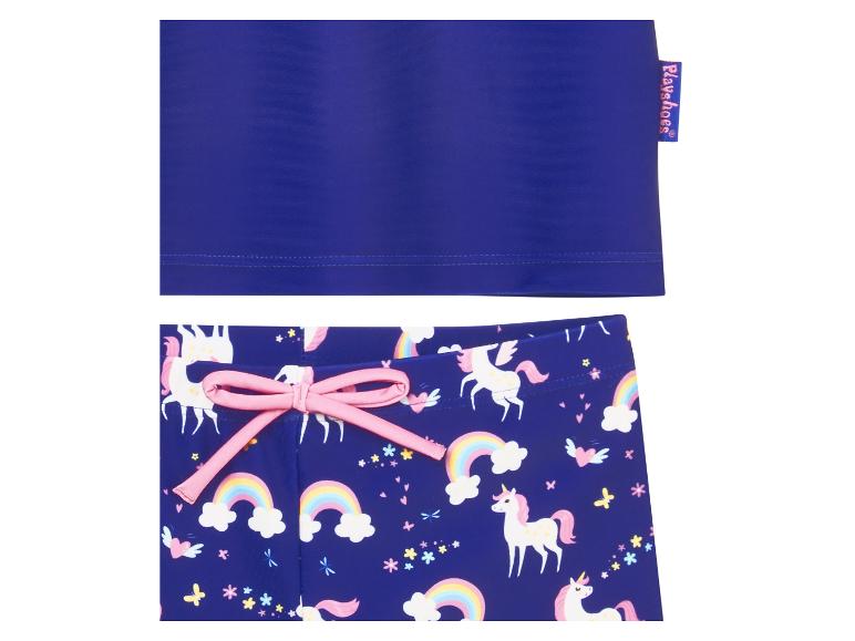 Playshoes: Kinder-Badeanzug, Oberteil und Hose, Einhorn-Regenbogen-Motiv.