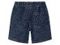 Dunkelblaue Jeansshorts mit elastischem Bund und Gesäßtasche.