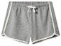 Graue Melange-Shorts mit weißem Besatz und Kordelzug in der Taille