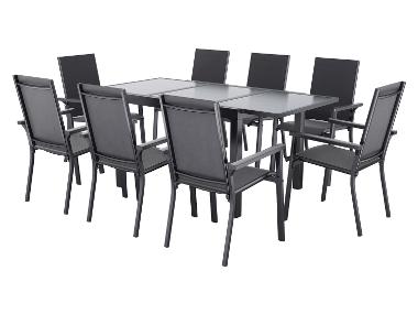 LIVARNO® Alu-Set »Houston«, 9-teilig - Ausziehtisch & 8 Stapelsessel, anthrazit