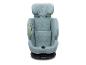 Hellblauer Babyautositz mit gesteppten Details und drehbarer Basis.