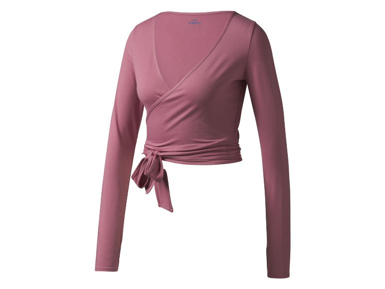Ein rosa, langärmliges Shirt mit Wickel für Damen von Crivit.