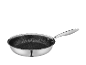 Edelstahl-Bratpfanne mit Wabenmuster auf der Kochfläche.