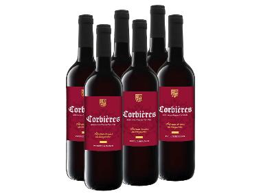 6 x 0,75-l-Flasche Weinpaket Corbières AOP trocken, Rotwein