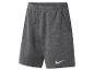 Dunkelgraue Sweatshorts mit elastischem Bund und weißem Logo.