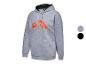 Grauer Crivit Hoodie mit orangefarbenem Logo.