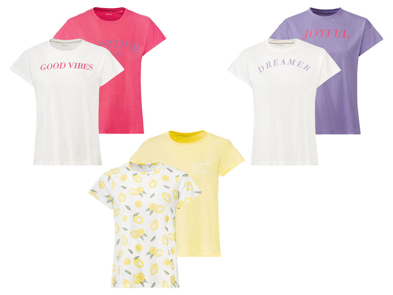 Gehe zu Vollbildansicht: esmara Damen T-Shirts, 2 Stück, aus reiner Baumwolle - Bild 1