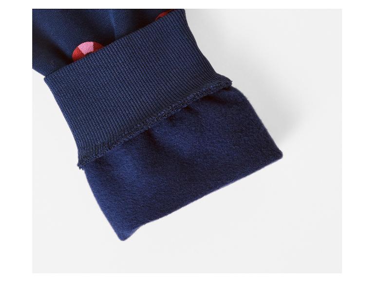 Marineblaues Rippbündchen mit Fleece-Innenseite, mit rotem und rosa Muster