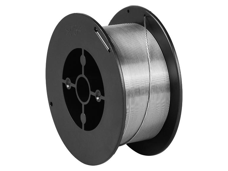 Graue Schweißdrahtspule auf weißem Hintergrund