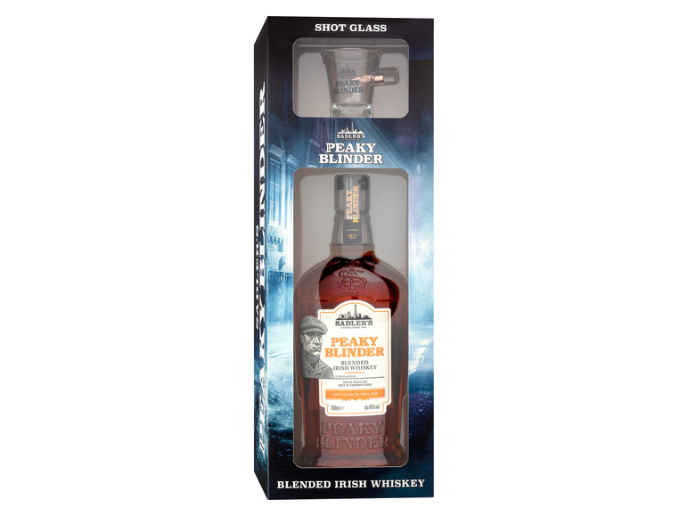 Sadler\'s Peaky Blinder Blended Glas Irish 40% und Whiskey Vol Geschenkbox mit