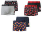 Drei Paar Boxershorts mit Star Wars-, Mickey Mouse- und Herz-Motiven.