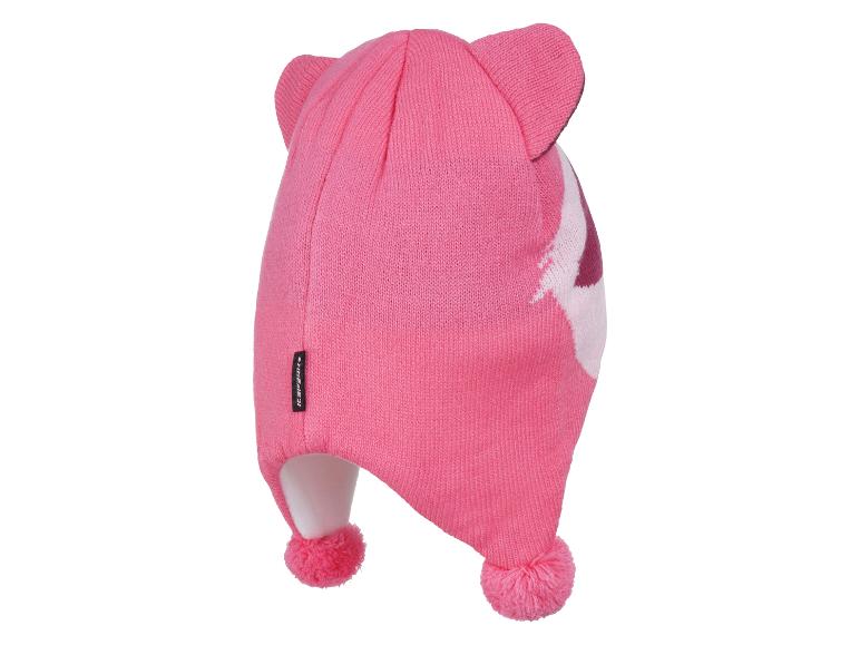 Rosa Kinderbeanie mit Ohren und Bommeln