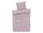 Rosa Bettwäsche-Set mit Kissen.