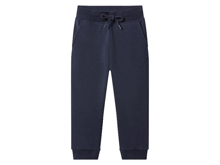 Dunkelblaue Kinder-Jogginghose mit Kordelzug in der Taille und gerippten Bündchen.