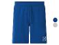 Blaue Sweatshorts mit Kordelzug an der Taille und kleinem Logo am Bein.