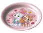 Ein rosa Teller mit Skye und Everest von Paw Patrol.