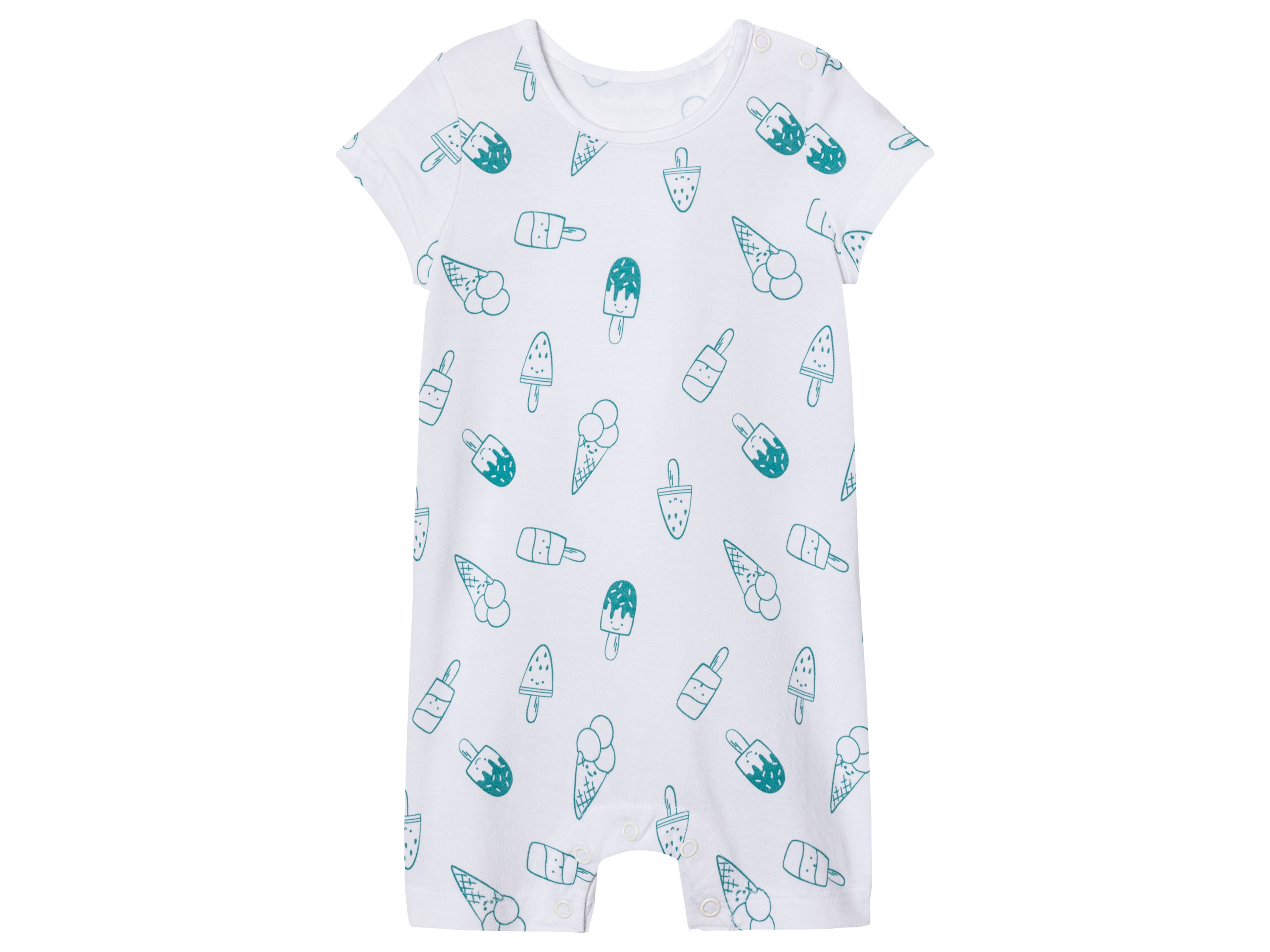 Thumbnail - lupilu® Baby Playsuits, 2 Stück (weiß/petrol, 50/56)