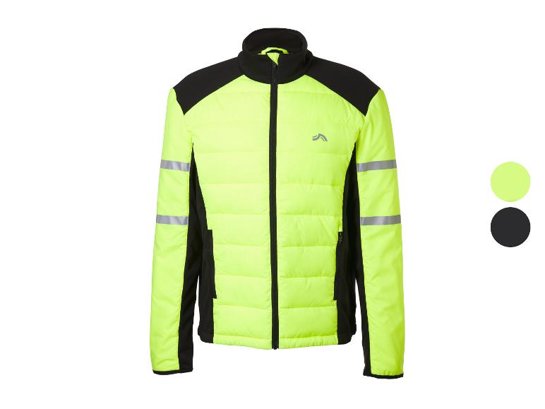 Herren-Radjacke in Neongelb und Schwarz, wattiert, mit reflektierenden Streifen