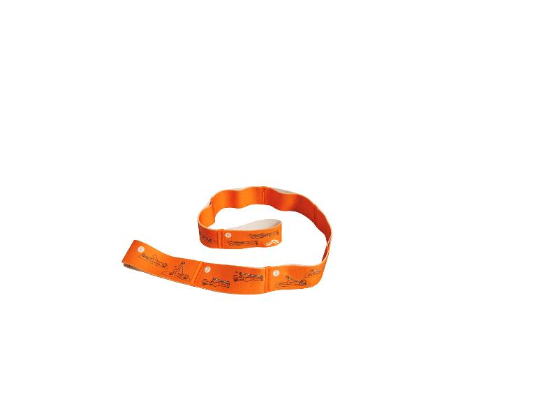 Oranges Dehnband mit Übungsillustrationen
