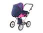 Rosa und blauer Spielzeugkinderwagen mit Herzmuster